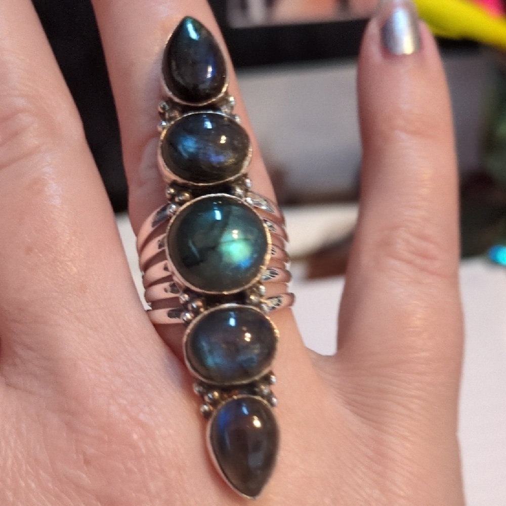 Elegant Silver and Blue Stone Women's Ring